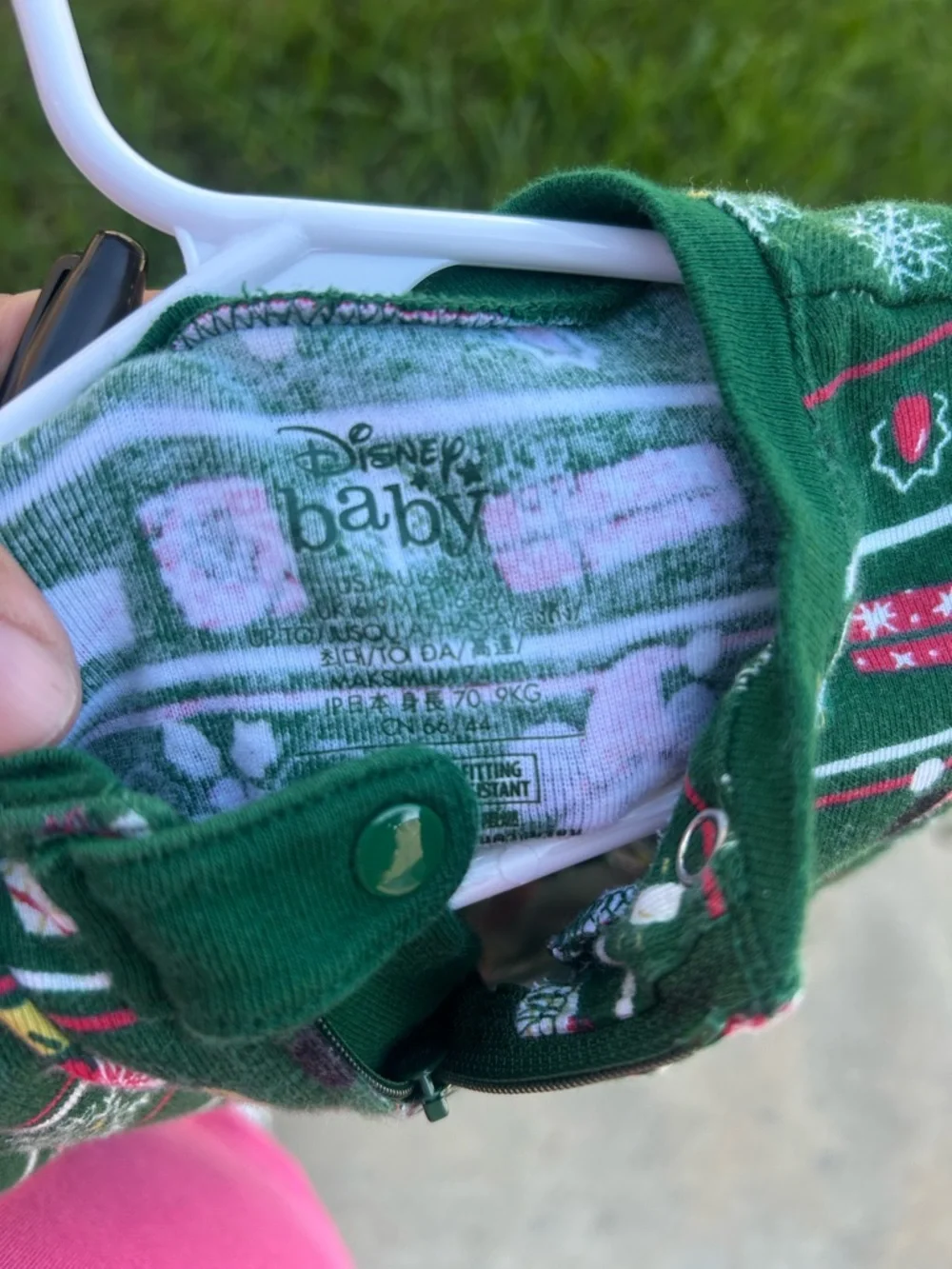 Disney Green Mickey Holiday Footed One-Piece Pajamas